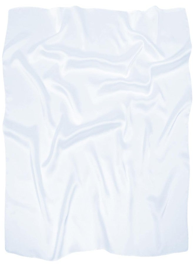 Dolebao 35 inches Womens Solid Color Large Satin Silk Feeling Formal Scarf Wrap Chiffon Square Neck Scarf Handkerchief - White - Image 3